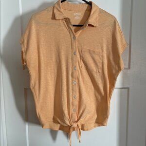 Buffalo Women s Orange ButtonUp Top SiZe SM PTP 23 Length 23